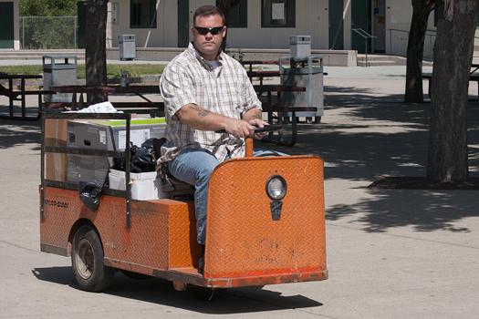 Mike O‘Connor, the lead custodian at Anzar High School in San Juan Bautista, monitors the campus for pest problems. O'Connor is a member of the Aromas-San Juan Federation of Classified Employees.