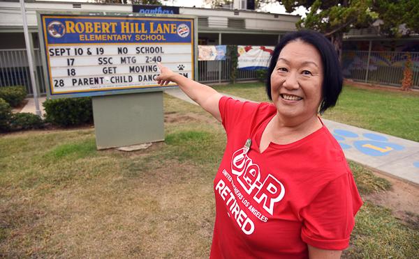 Susie Chow, a member of United Teachers Los Angeles-Retired, has adopted Robert Hill Elementary School, and will help with everything from babysitting to support on the picket lines.