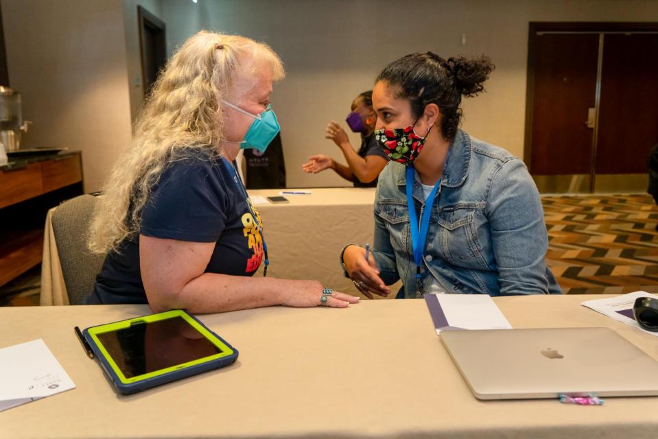 One on one discussions during workshop