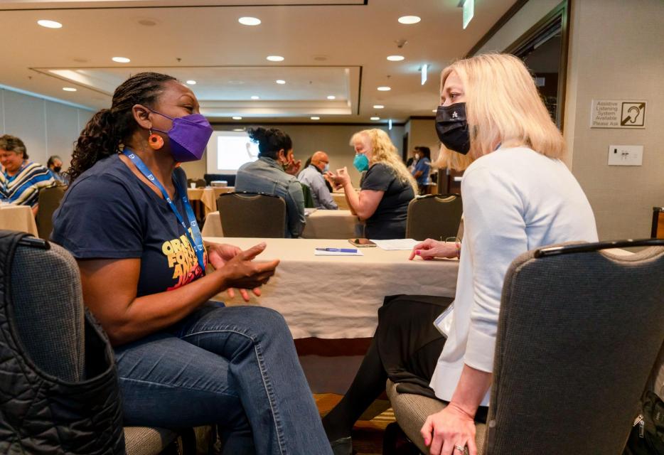 One on one discussions during workshop