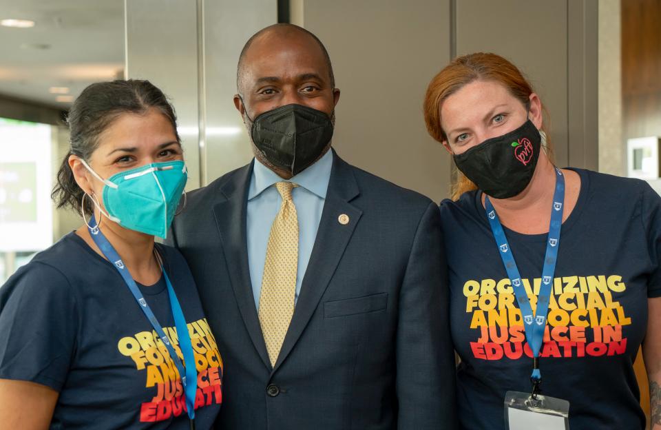 State Superintendent of Public Instruction Tony Thurmond nd with members