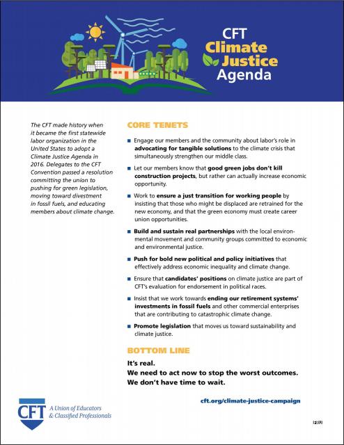 CFT Climate Justice Agenda flyer image
