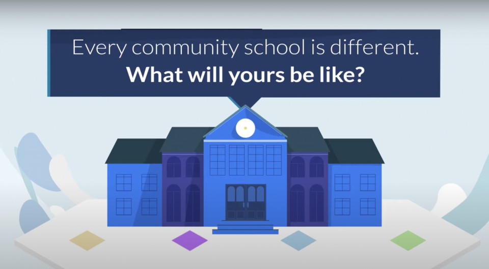 School building image with the words "Every community is different. What will yours be like?"