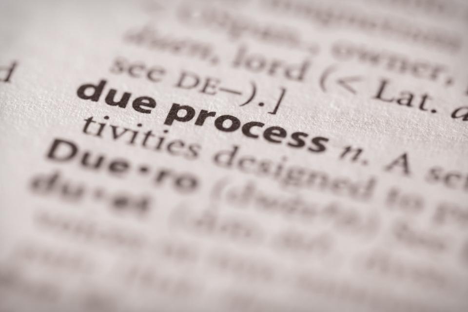 due process, dictionary listing