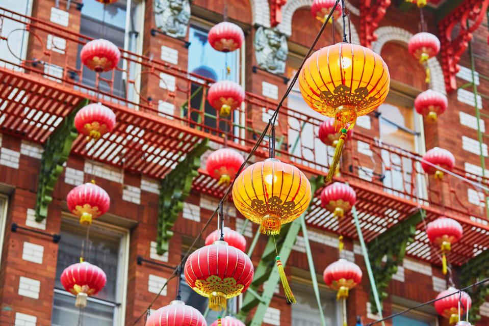 red and yellow paper lanterns in Chinatown, San Francisco