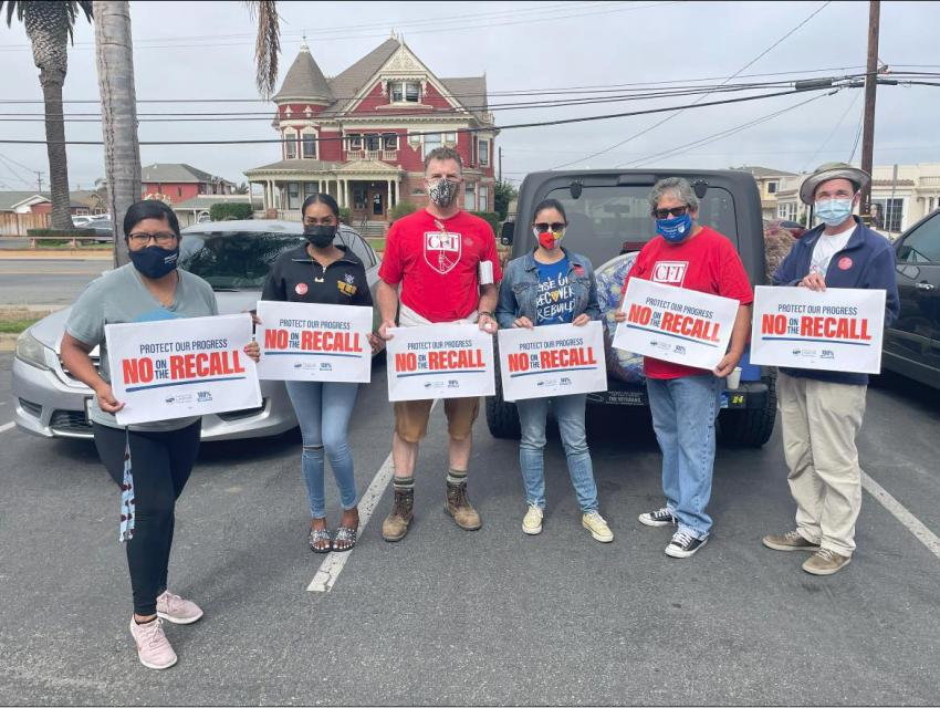 Union members in Monterey Bay area canvas for NO on the recall