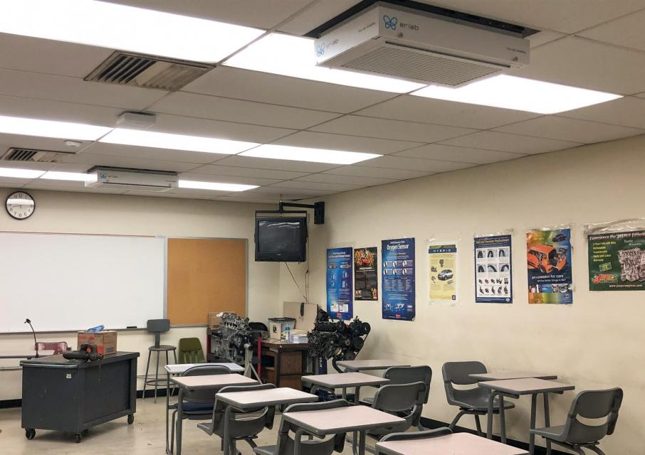 classroom with new HEPA filter