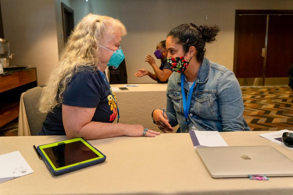 One on one discussions during workshop