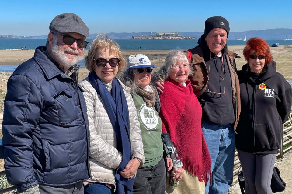 retirees walking on San Francisco Bay