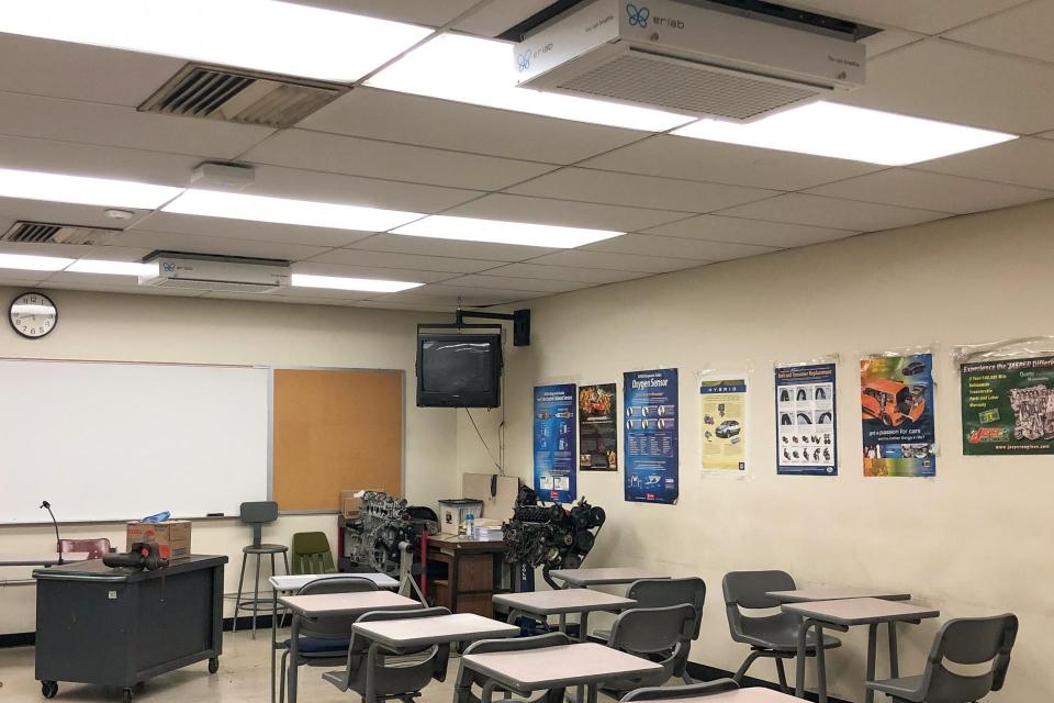 classroom with new HEPA filter