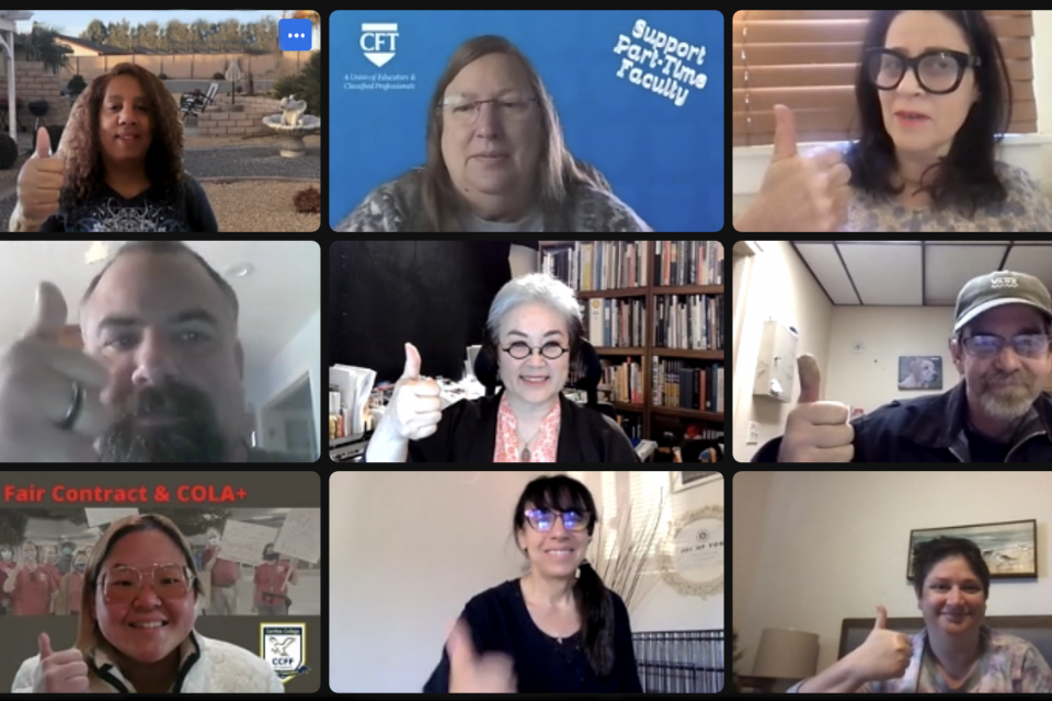 Part-time faculty on a zoom meeting