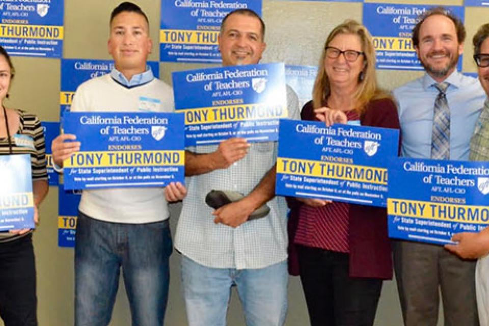 Teachers welcomed the opportunity to talk one-on-one with Tony Thurmond at an event hosted by the Pajaro Valley Federation of Teachers in Watsonville.