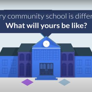 School building image with the words "Every community is different. What will yours be like?"