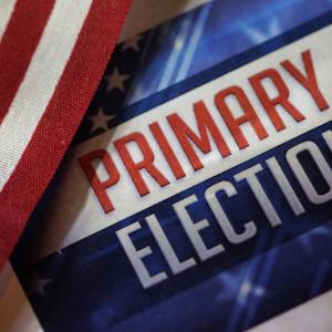 Primary Election in red, white and blue
