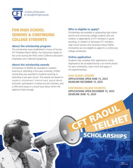 image of CFT Raoul Teilhet Scholarships flyer